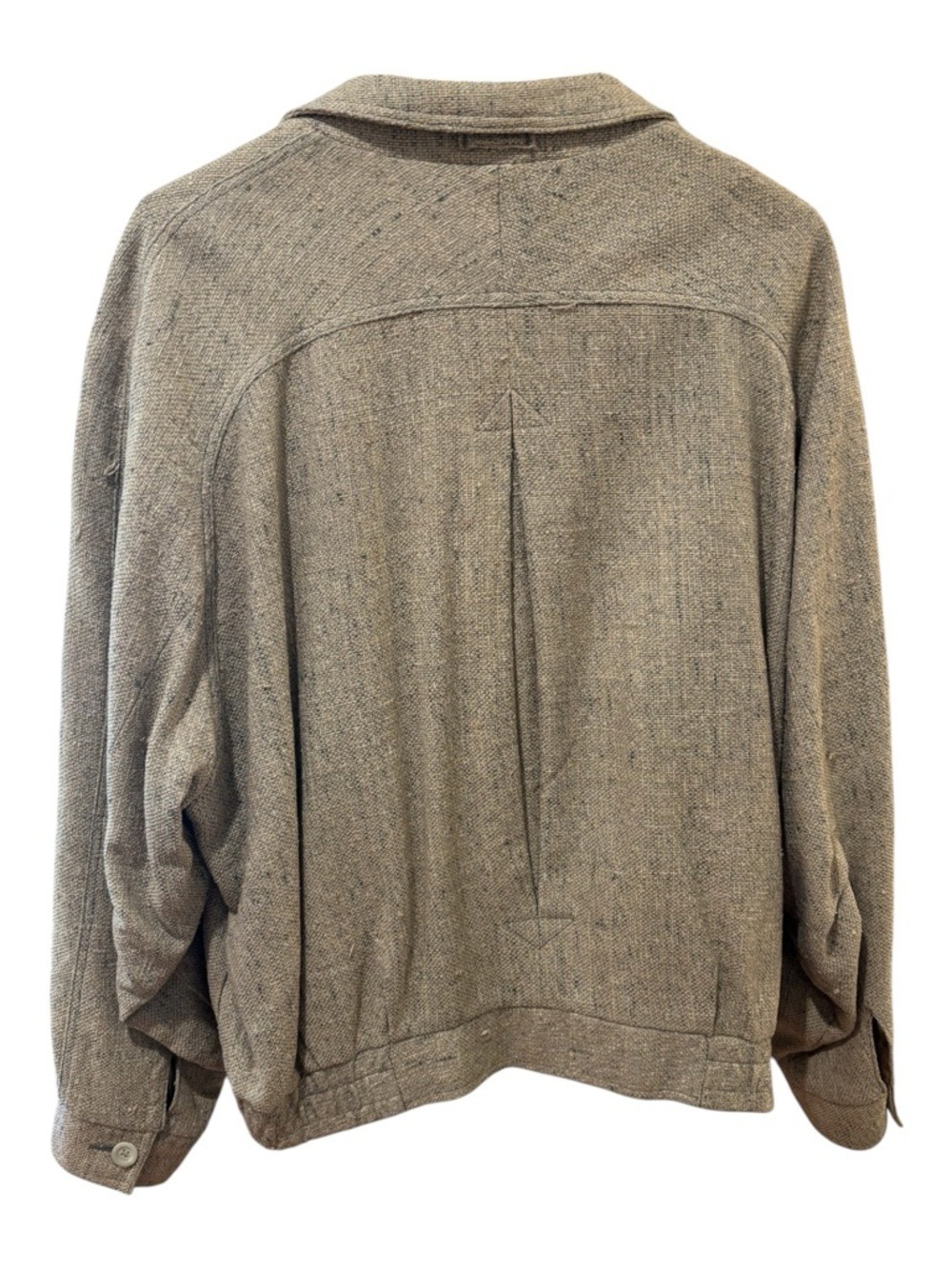 70s NEIMAN MARCUS LINEN SILK BLEND BOMBER JACKET W BACK PLEAT ECLECTIC GRANDPA L - Picture 4 of 10